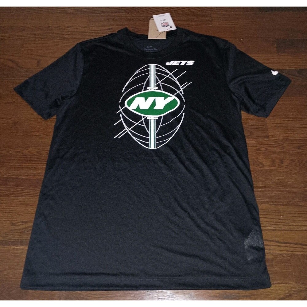 NEW Nike New York Jets Shirt Mens Medium Black Football Graphic Tee Dri-Fit